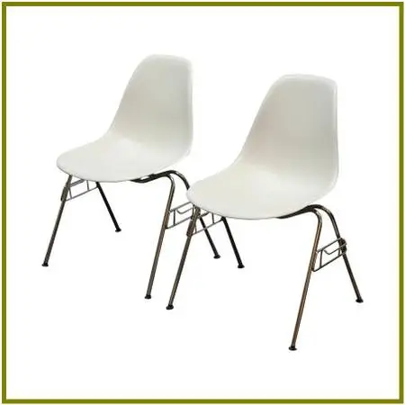Charles And Ray Eames For Herman Miller White Molded Plastic Stackable