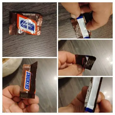 Rare Factory Defect EMPTY Unopened Air-Puffed Snickers Mini Candy C