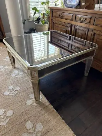 **Coffee Table. Wooden with mirror inserts**...like new condition