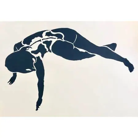Mid Century Silk Screen Print Nude by Frank Herz 1975