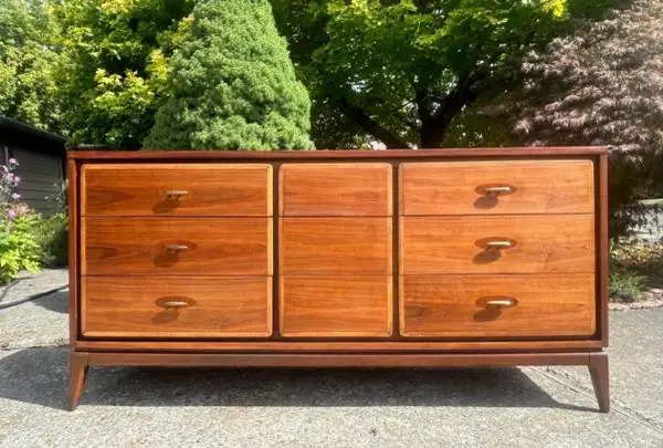 Kent coffeey mid-century vintage walnut lowboy credenza
