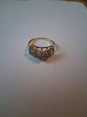 Vintage Five Marquise-Cut Blue Topaz 10K Gold Ring