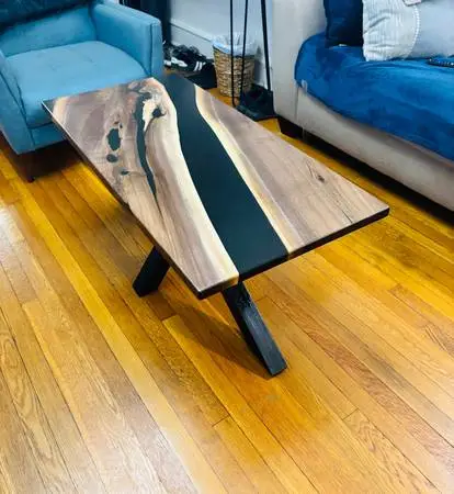 Walnut & Black Resin Coffee Table FREE LOCAL DELIVERY