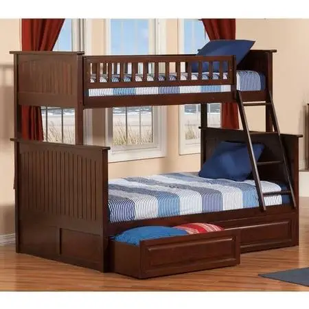 Twin over Full Bunk Bed - Antique Walnut