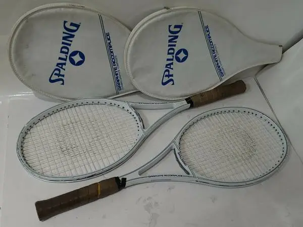 (Lot 2x) Vintage Spalding Graphite Accomplice Tennis Racquets + Covers