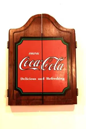 Coca-Cola Wooden Cabinet Vintage Dart Board 1993