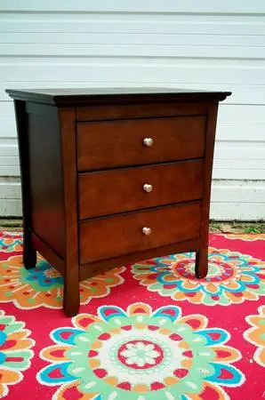 NIGHTSTAND End Table 3 Drawer Storage Cabinet Bedroom Wood Furniture