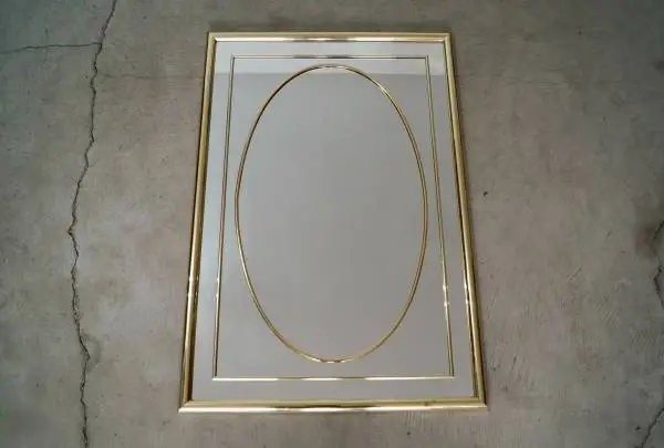 Vintage Hollywood Regency Art Deco Brass Wall Mirror