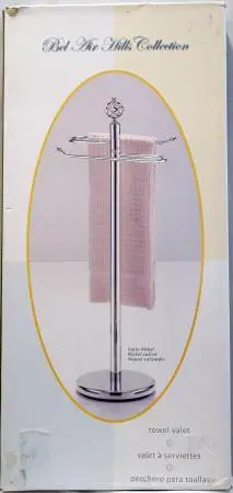 BEL AIR HILLS COLLECTION NICKEL SATIN STANDING TOWEL VALET NEW IN BOX