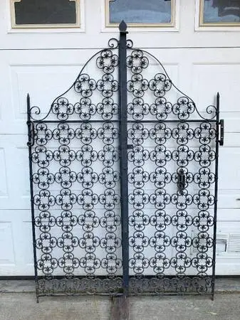 RARE! ANTIQUE LATE 19TH CENTURY HAND WRAPPED WROUGHT IRON GARDEN GATES