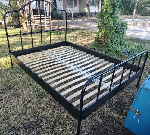 IKEA SAGSTUA Full Size Metal Bed Frame w/ Luröy Slats