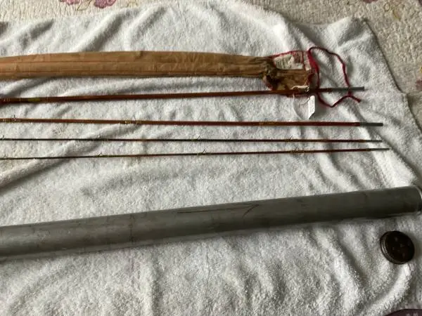 Bamboo fly rod with two tips tube and sock #A1305T Shakespear 8’1/2 foot trium