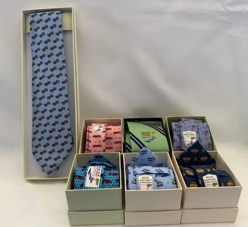 (4) ROLEX Historic Monterey Motorsports Reunion Logo Tie With Box.
