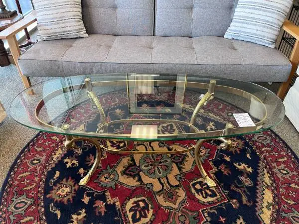 Mid Century Brass/Glass Coffee Table (#1015)