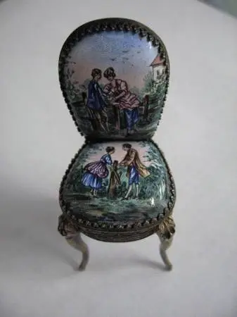 Vintage Doll House Enamel Miniature Chair