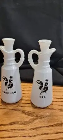 Roaster white milk glass oil, vinegar