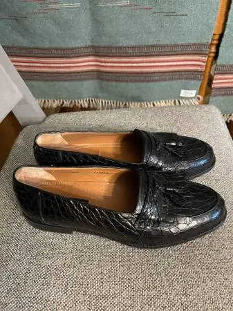 MENS MEZLAN PLATINUM CROC BLACK LEATHER Size 9  ( Mint )