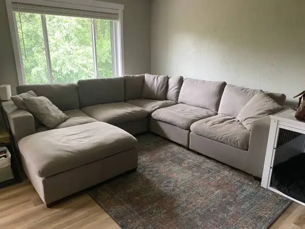 Large gray sectional with ottoman