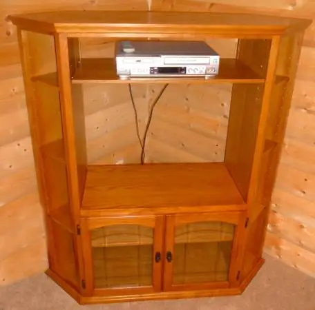 Oak Entertainment Center Corner Type or Wall Ex Cond