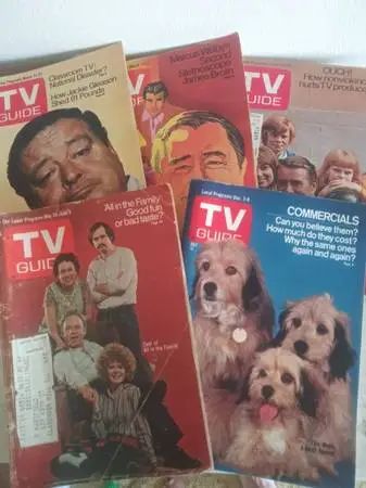 TV Guides Lot of 5 1970s All in the Family, Jackie Gleason, etc