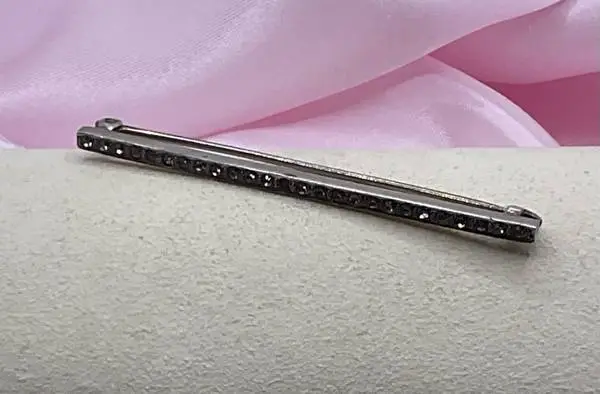 Vintage Early 1900’s Sterling Silver & Paste Diamonds Bar Brooch