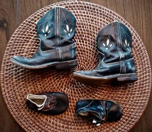 Antique Childs Cowboy Boots & Baby Shoes 1900s