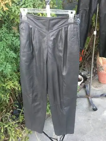 (1) Pair of Charcoal Gray Leather Pants With Side Zipper