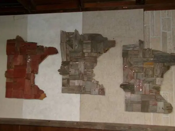 Built from Weathered Wood:  Minnesota map mosaic