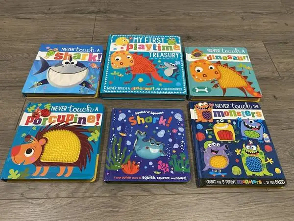 NEVER TOUCH A MONSTER, DINOSAUR, SHARK PLUS!! 6 BABY BOARD BOOKS