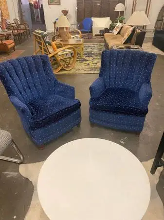 Pair of Velvet Side Arm Chairs