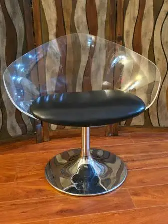 Vintage Lucite Acrylic and Chrome Swivel Chair by Jansco