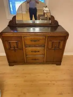 Vintage Wood Dresser / Buffet with Mirror