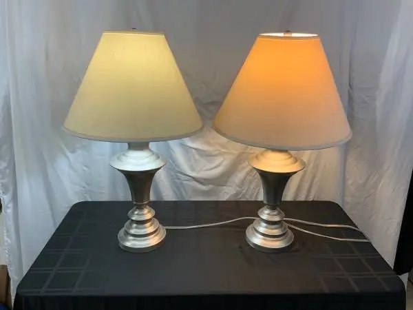 Two silver lamps