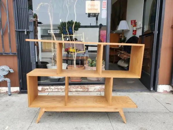 custom made oak Z bookshelf