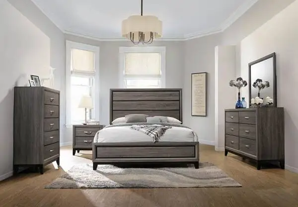 Gray/Oak color bedroom set NEW! in stock