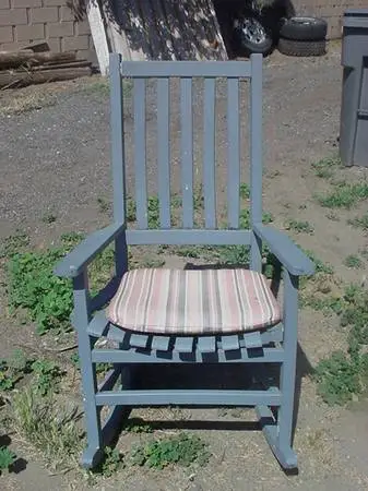 blue rustic rocking chair