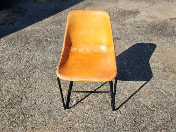 vintage metal and leather chair By CB  2