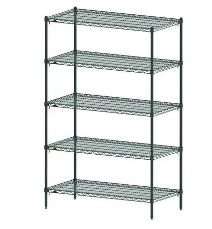 2 New 4 shelf 36w x 18d x74H Green Epoxy Metal Shelving Wire Racks