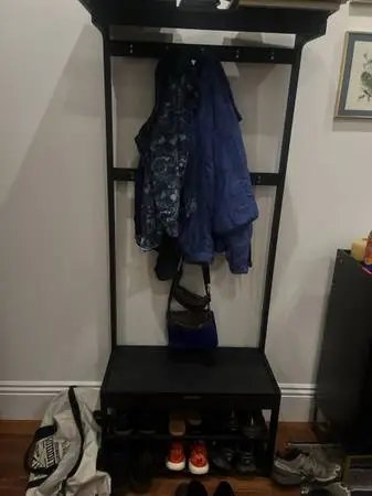Black bamboo shoe tree bench