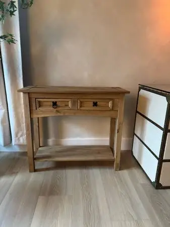 Waxed Pine Console Table