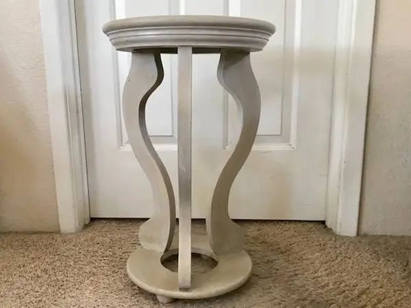Small Round Side / Occasional Table, Beige with Whitewash Finish