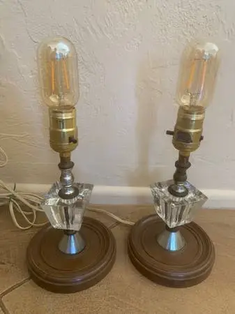 Pair Of Little Crystal MCM Table Lamps Boudoir