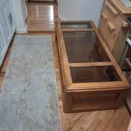 Wood and glass coffee table