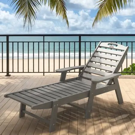 Ciokea Outdoor Chaise Lounge Chair - Gray Patio Pool Lounger