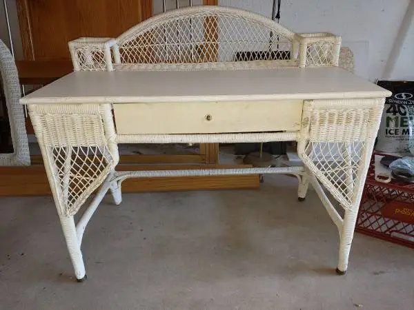 White Wicker Desk