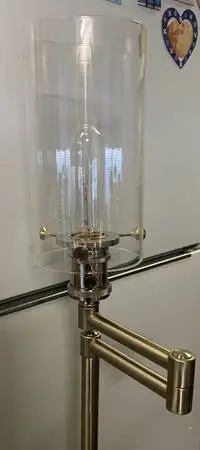 Designer Style Swing Arm Floor Lamp Clear Glass Shade