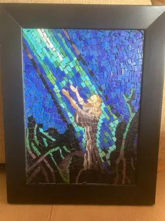 Jesus Mosaic Tile Vintage Art Wall Hanging Framed