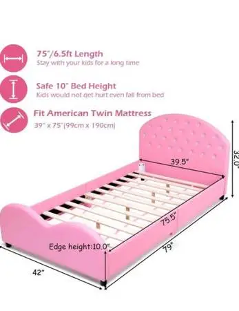 Twin size bed pink