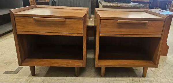 Crate & Barrel Mid-Century Walnut Nightstand Pair - FREE DELIVERY