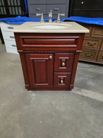 Dark Cherry / Granite Top Bathroom Vanity